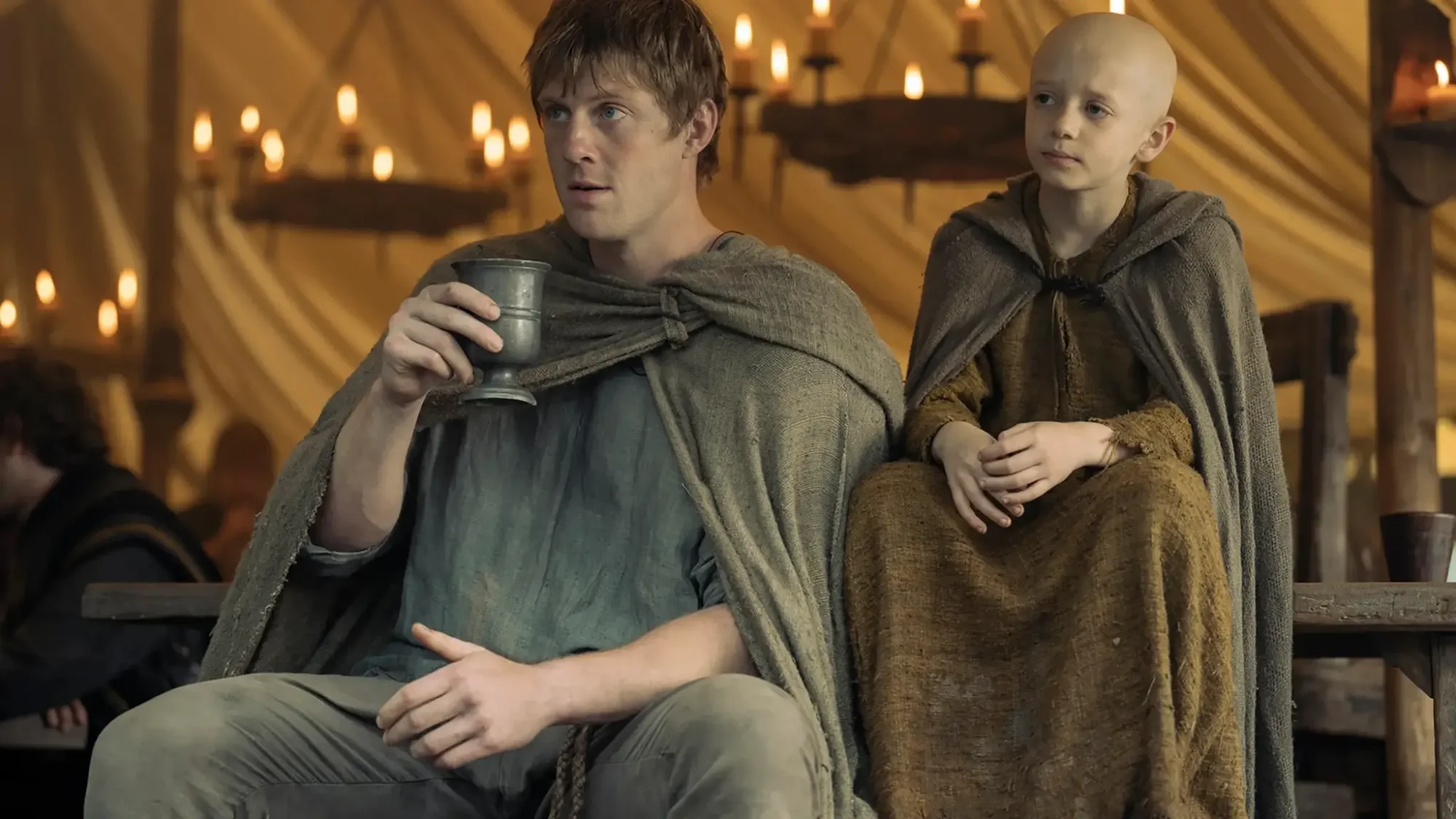 Peter Claffey and Dexter Sol Ansell in A Knight of the Seven Kingdoms, Season 1.